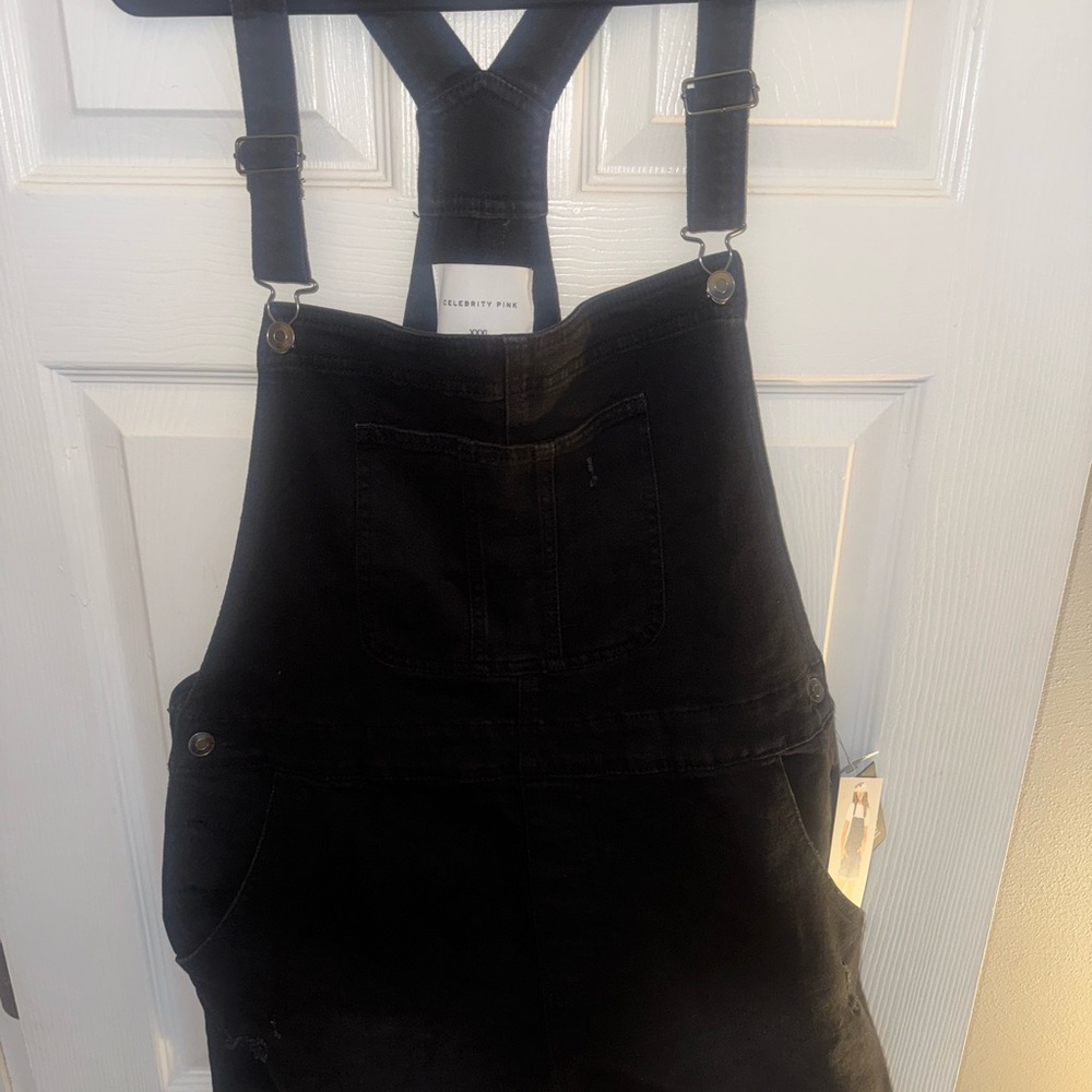 Celebrity Pink Women's Black Short Overalls - Picture 3 of 7